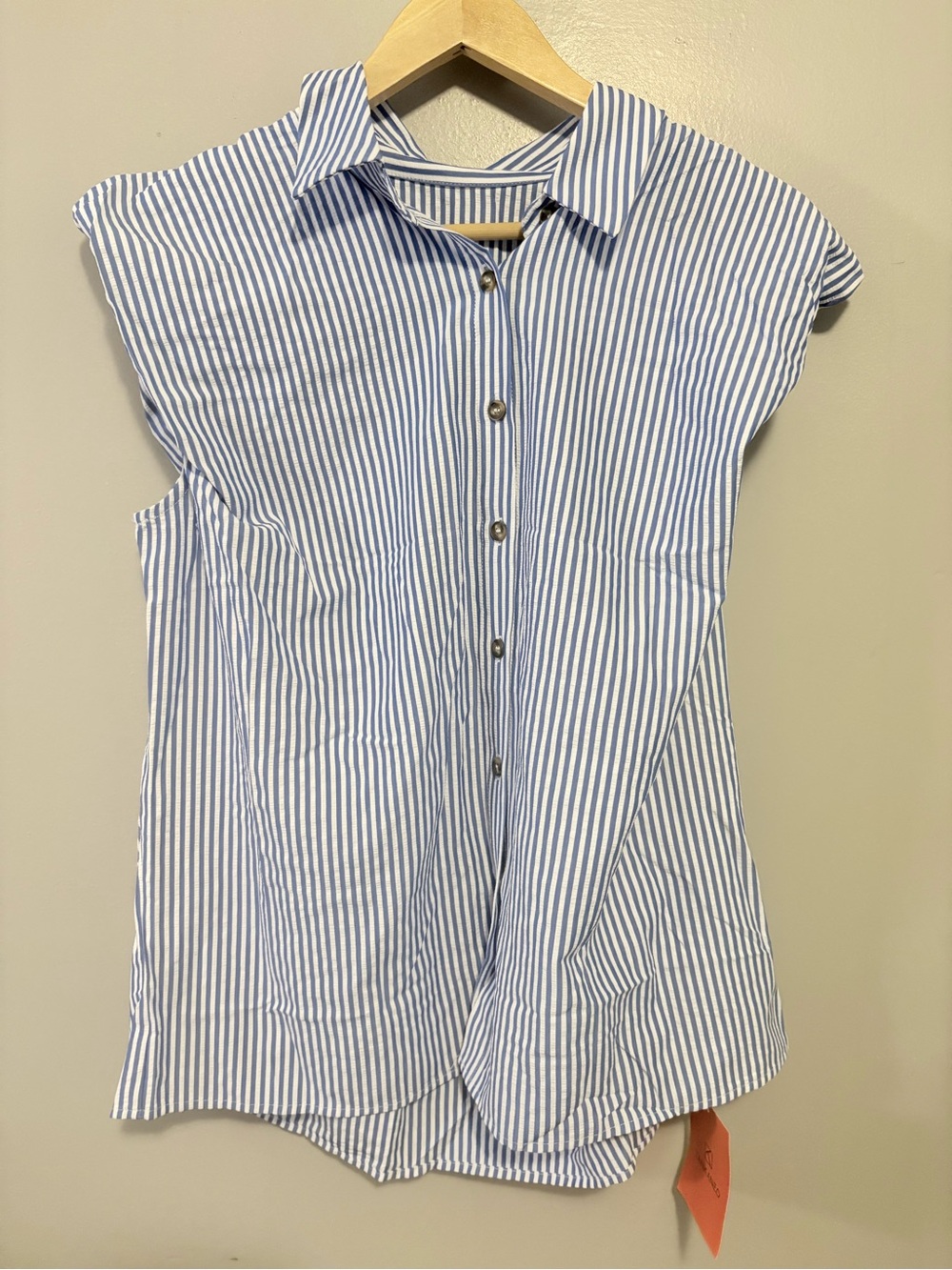 Blue and White Pinstripe Button Down - Picture 6 of 7